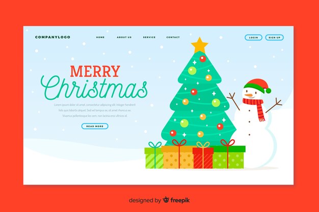 Christmas landing page in flat design