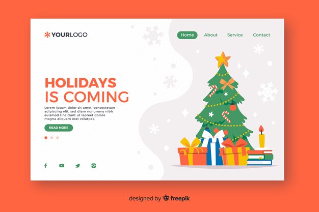 Christmas landing page in flat design
