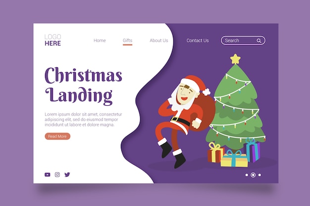 Christmas landing page in flat design