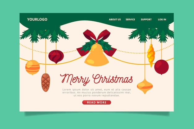 Christmas landing page in flat design