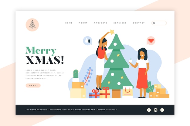 Free vector christmas landing page in flat design