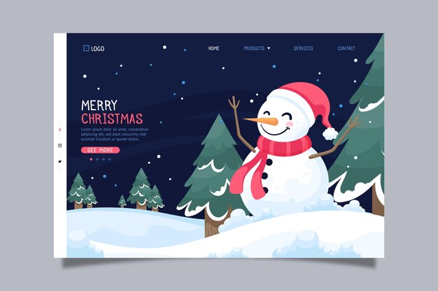 Christmas landing page in flat design