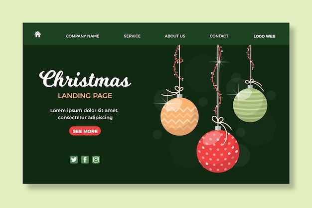 Vettore gratuito pagina di destinazione di natale in design piatto