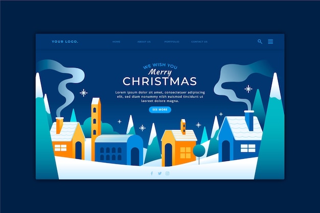 Christmas landing page in flat design