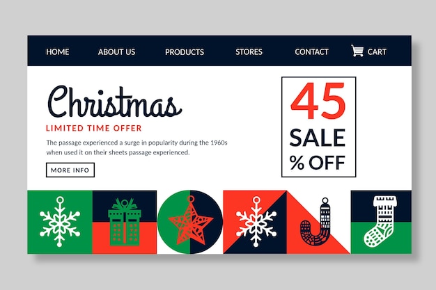 Free vector christmas landing page template