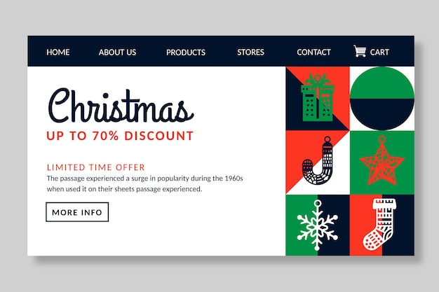 Free vector christmas landing page template