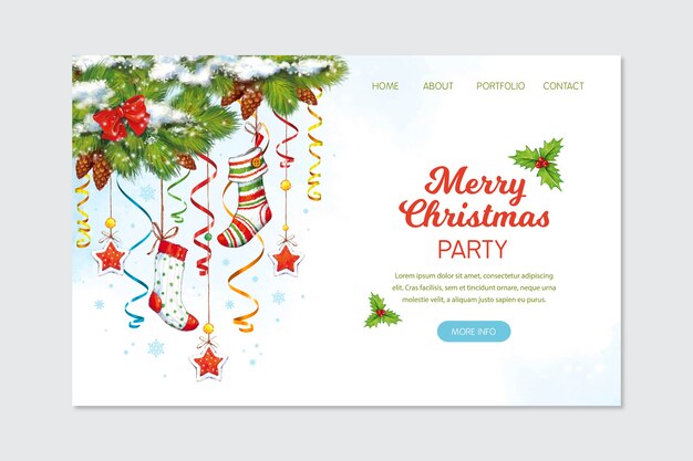 Christmas landing page in watercolor