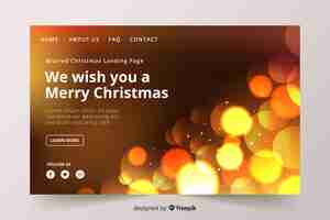 Free vector christmas landing page with blurred image