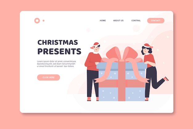 Christmas landing page with presents