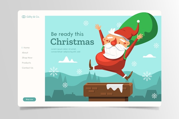 Free vector christmas landing page with santa