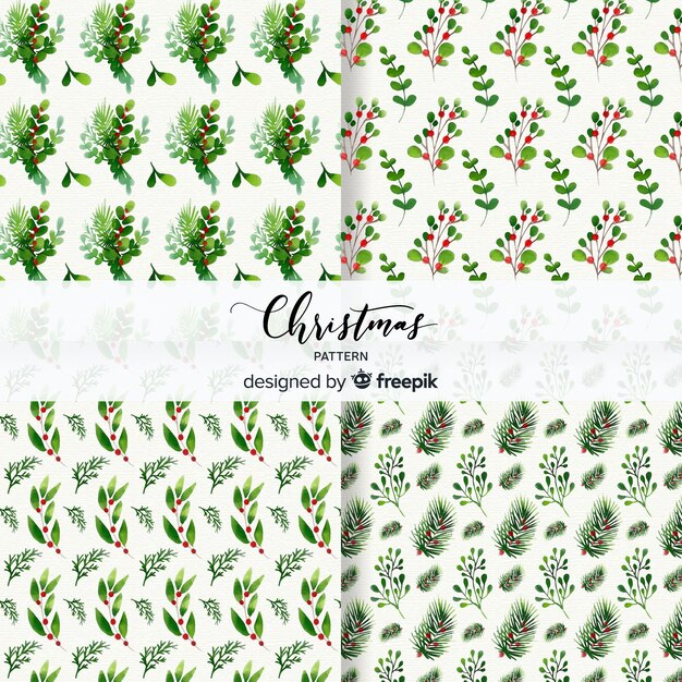 Christmas leaves pattern collection