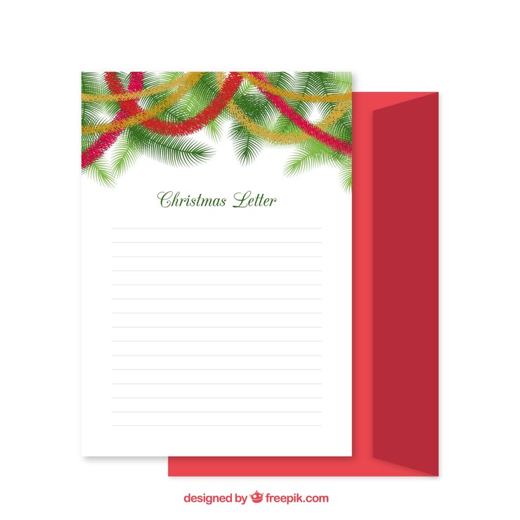 Free Vector christmas letter and red envelope