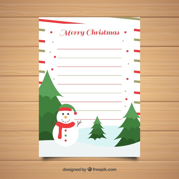 Рождественский шаблон письма в плоском дизайне