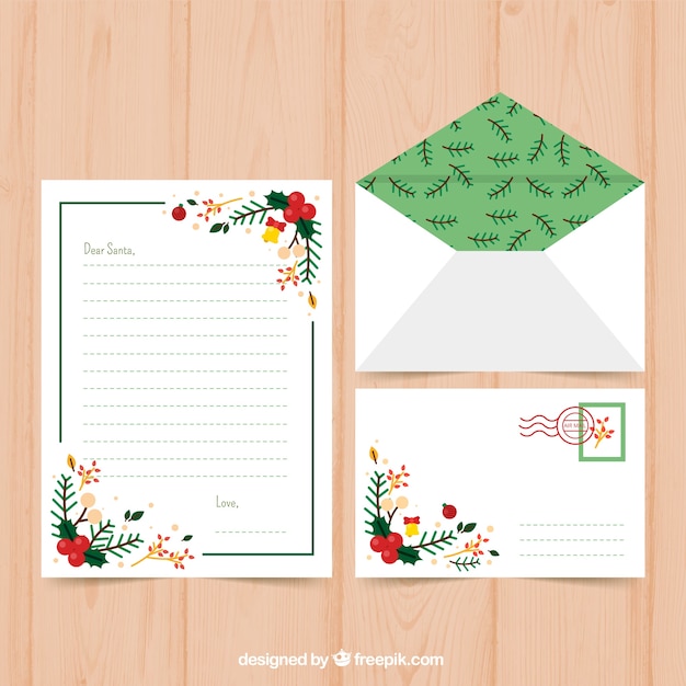 Christmas letter template with christmas decorations