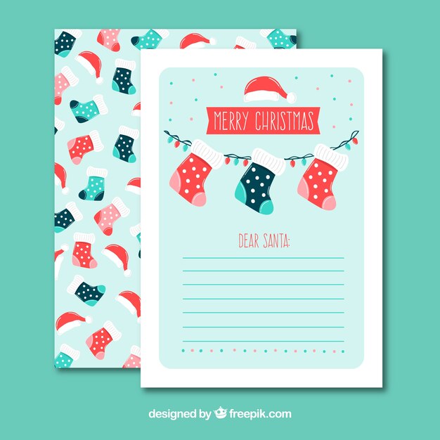 Christmas letter template with socks