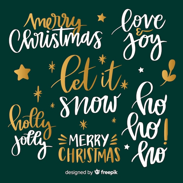 Free vector christmas lettering badge collection