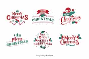 Free vector christmas lettering badge on white background