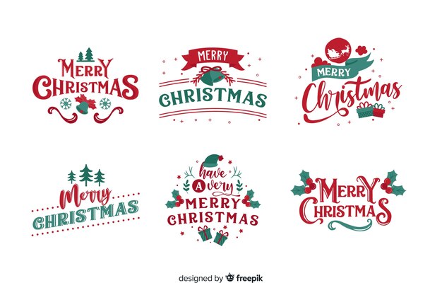 Christmas lettering badge on white background