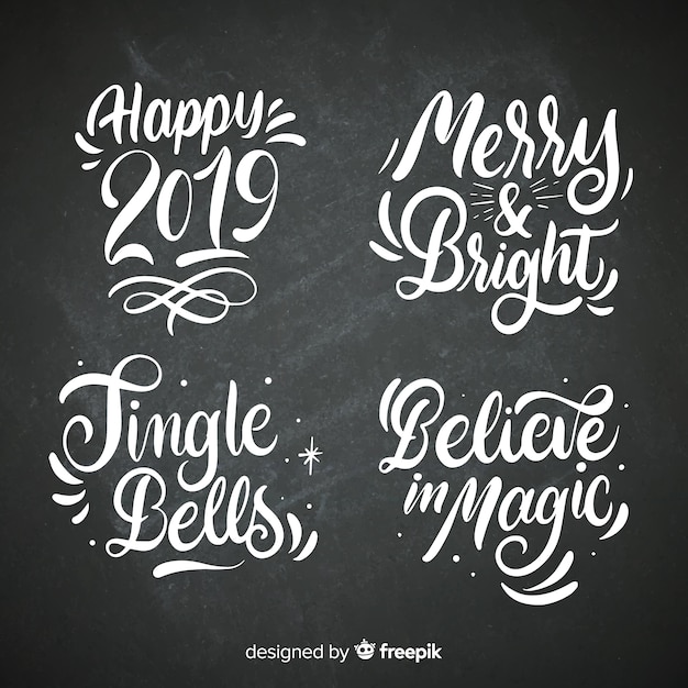 Free vector christmas lettering badges collection