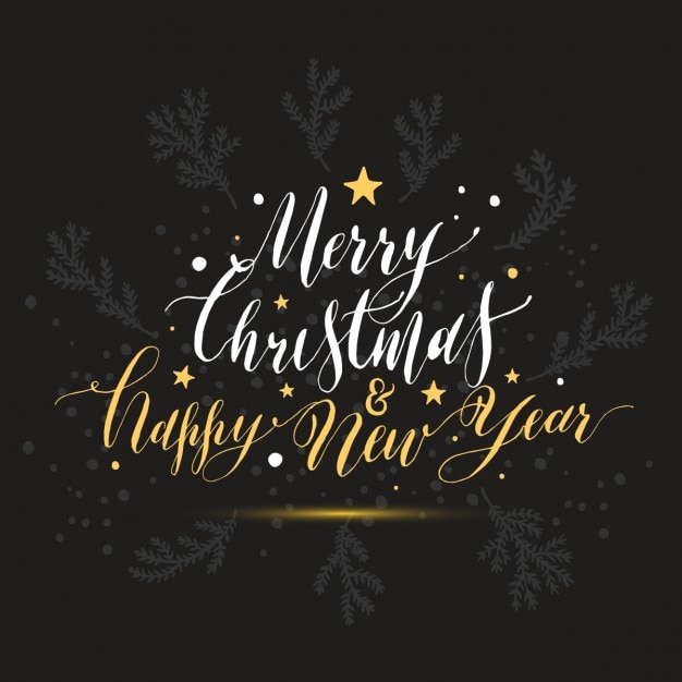 Vettore gratuito buon christmass e felice anno nuovo christmas card di lettering disegnato a mano