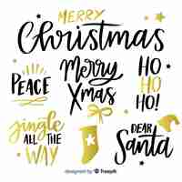 Free vector christmas lettering label collection