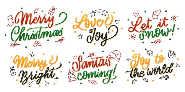 Free vector christmas lettering label collection