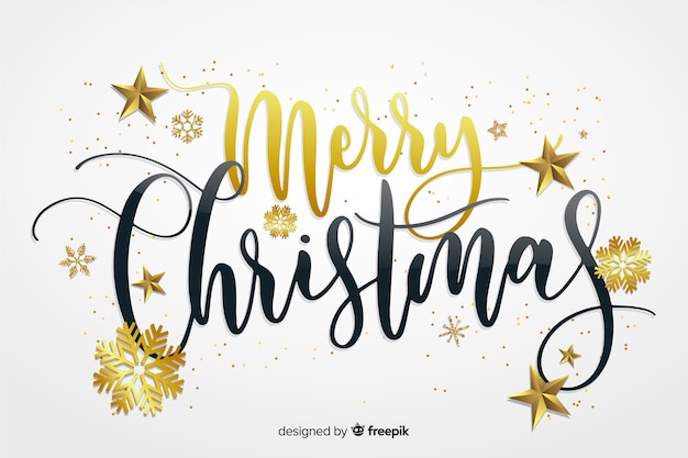 Christmas lettering with realistic elements