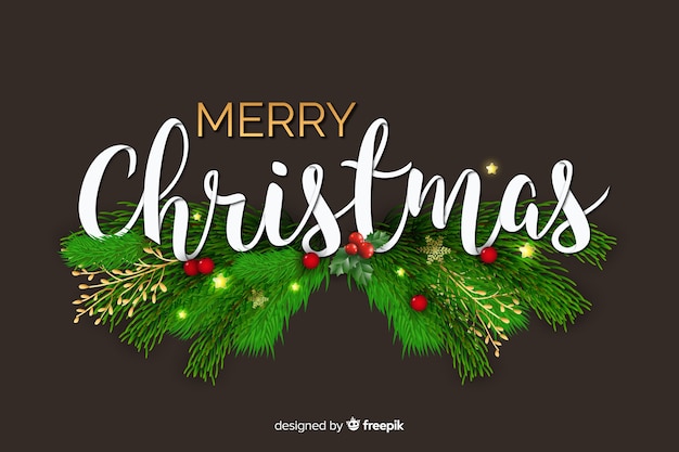 Christmas lettering with realistic elements