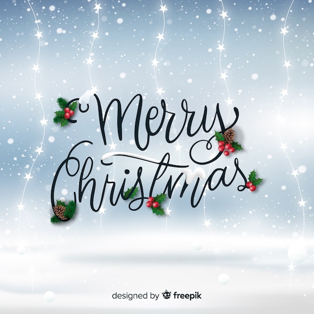 Christmas lettering with realistic elements