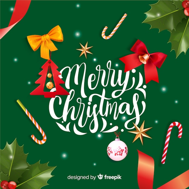 Christmas lettering with realistic elements