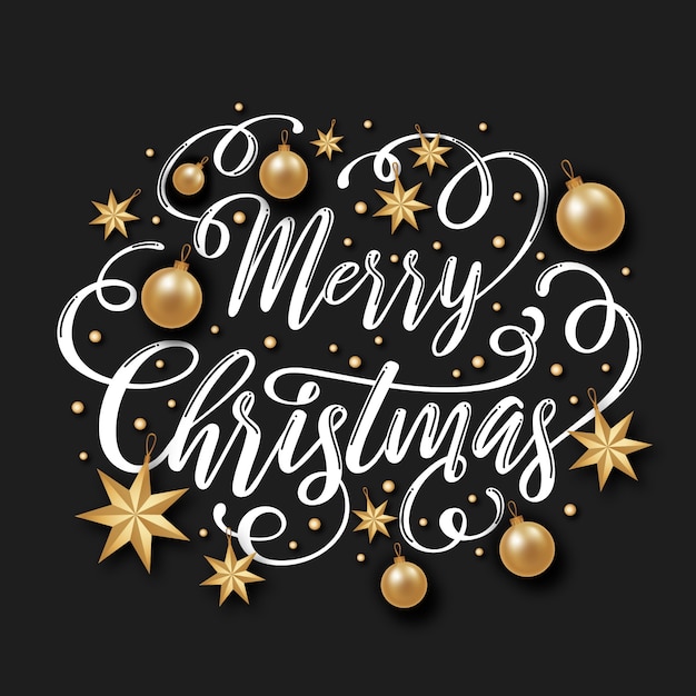 Christmas lettering with realistic elements