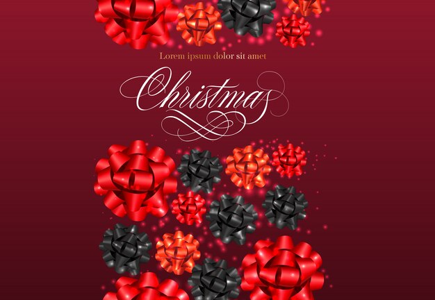 Christmas lettering with ribbon bows pattern