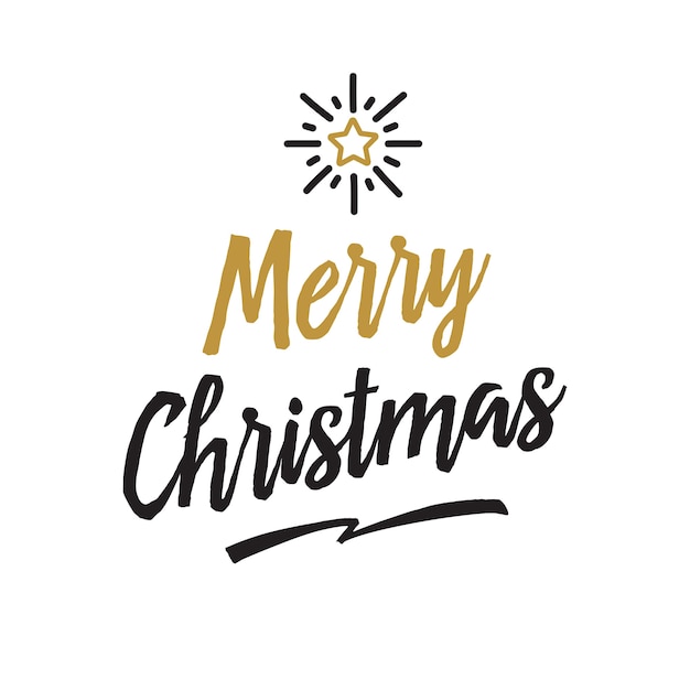 Free vector christmas lettering with shining star