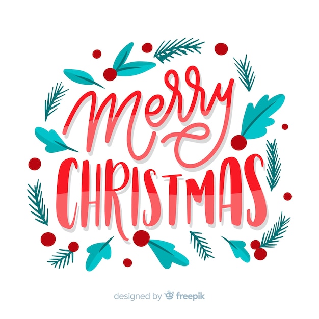 Christmas lettering with wreath