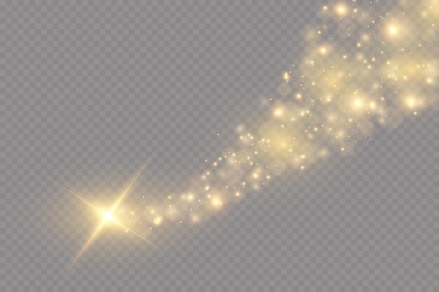 Christmas light effect sparkling magical dust particlesthe dust sparks and golden stars shine