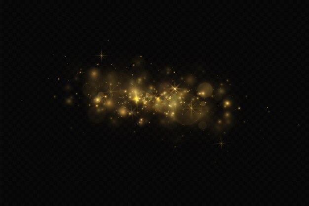 Christmas light effect sparkling magical dust particlesthe dust sparks and golden stars shine