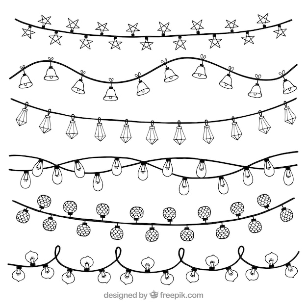 Free vector christmas lights in black and white