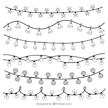 christmas lights clipart black and white