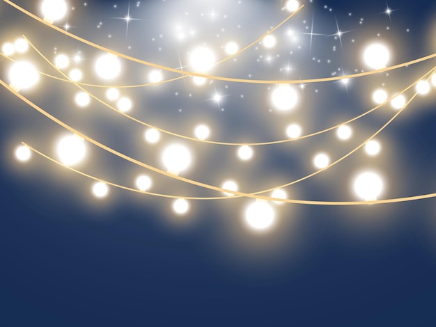 Christmas lights isolated on transparent background vector illustration
