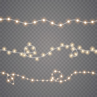 Christmas lights isolated on transparent background. xmas glowing garland. vector illustration