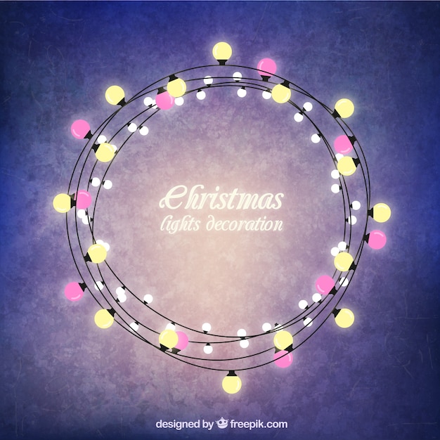 Free vector christmas lights round frame