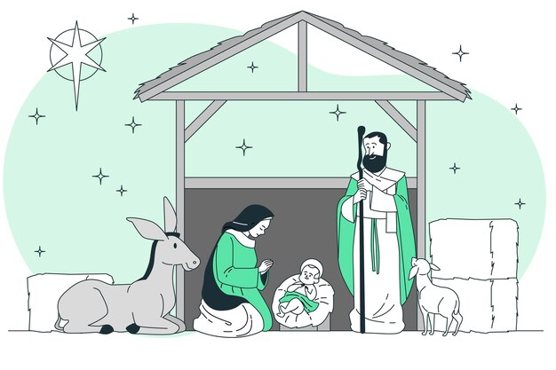 クリスマス飼い葉桶の概念図