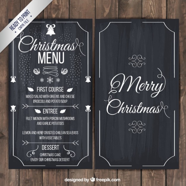 Christmas menu on blackboard