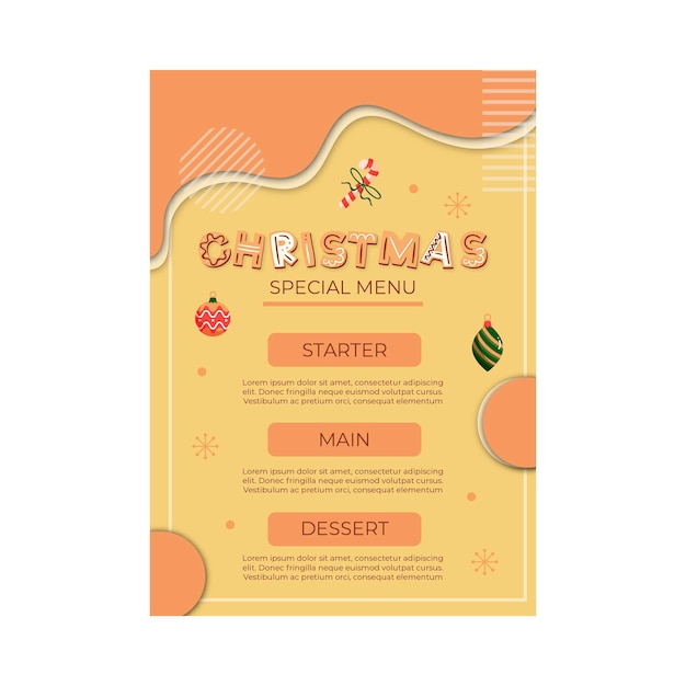 Free vector christmas menu concept