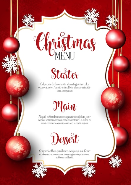 Free vector christmas menu design background