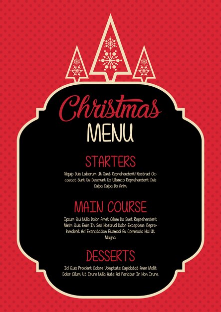 Vettore gratuito design del menu di natale