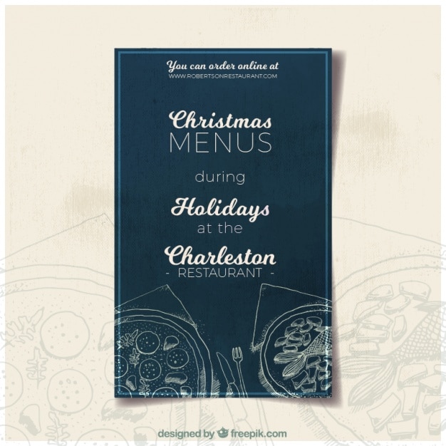 Free vector christmas menu flyer in vintage style