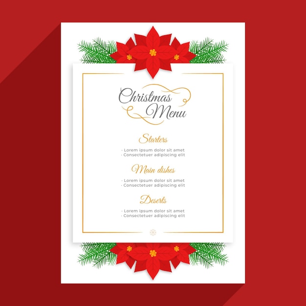 Free vector christmas menu template in flat design