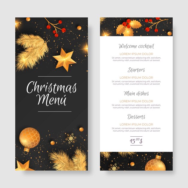 Christmas menu template with photo