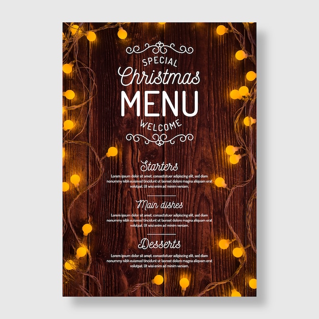 Modello di menu di natale con foto